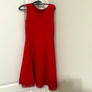 Red Donna Ricco prom, wedding, church dress